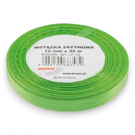 683472 WSTĄŻKA SATYNOWA ZIELONY 12x32 BREWIS