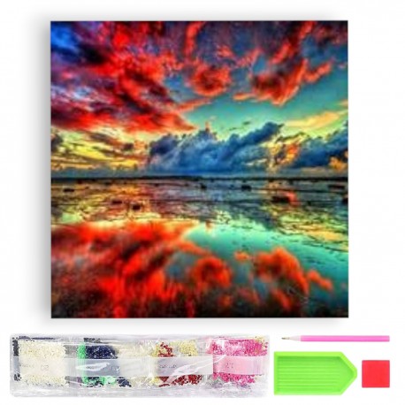 788108 DIAMENTOWA MOZAIKA 40x30 KRAJOBRAZ GÓRSKI, LATO