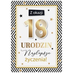 791783 KARNET Z OKAZJI 18 URODZIN NAJLEPSZE ŻYCZENIA! ZŁOTY ARMIN STYLE