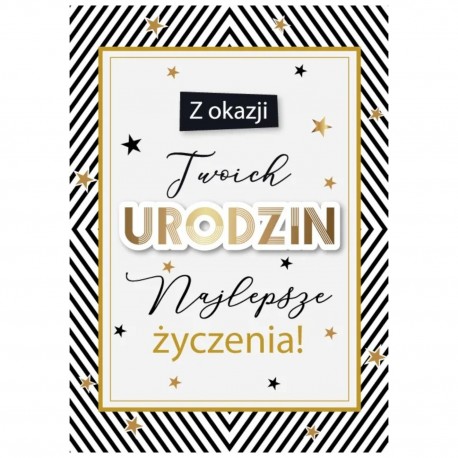 791844 KARNET Z OKAZJI TWOICH URODZIN NAJLEPSZE ŻYCZENIA! ZŁOTY, ARMIN STYLE