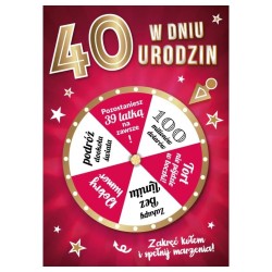792391 KARNET W DNIU URODZIN, 40, ZAKRĘĆ KOŁEM, CZERWONY, ARMIN STYLE