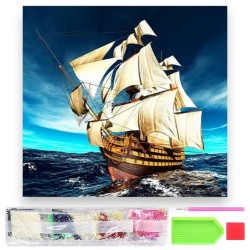 785633 DIAMENTOWA MOZAIKA 40x30 FREGATA, PODRÓŻ MORSKA