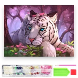 787170 DIAMENTOWA MOZAIKA 40x30 NIEBIESKOOKI TYGRYS KRÓLEWSKI