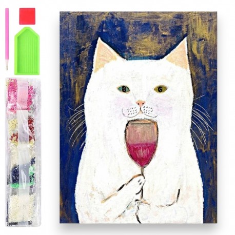 783516 DIAMENTOWA MOZAIKA 45x35 PIJĄCY KOT