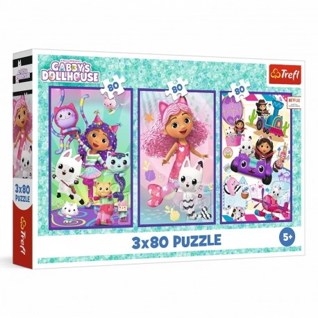 34882 TREFL PUZZLE 3x80 EL. KOCI DOMEK GABI
