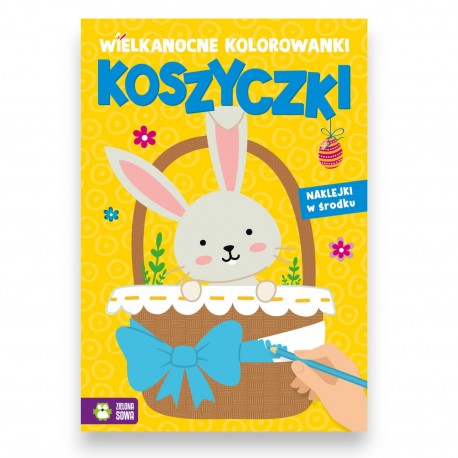 990959 WIELKANOCNE KOLOROWANKI KOSZYCZKI ZIELONA SOWA