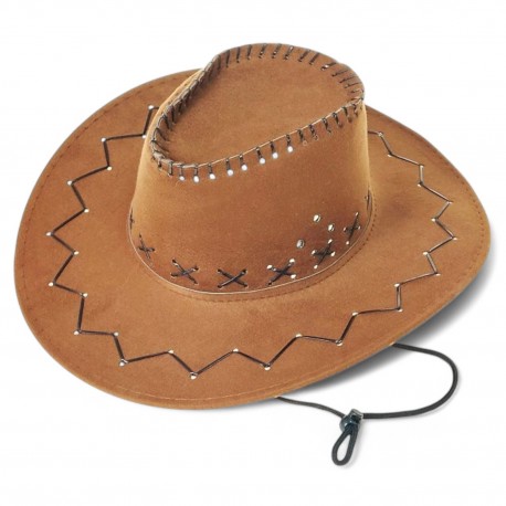 613683 KAPELUSZ KOWBOJSKI 36 cm ZAMSZOWY JASNY BRĄZ ADAR
