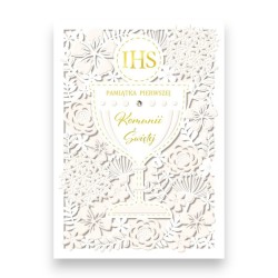 795163 KARNET PAMIĄTKA PIERWSZEJ KOMUNII ŚWIĘTEJ, WYCINANY WZÓR, ARMIN STYLE