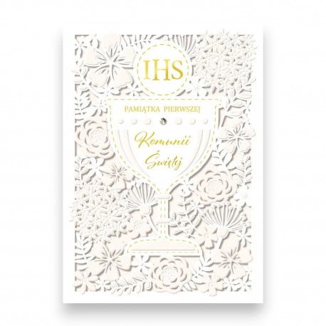 795163 KARNET PAMIĄTKA PIERWSZEJ KOMUNII ŚWIĘTEJ, WYCINANY WZÓR, ARMIN STYLE