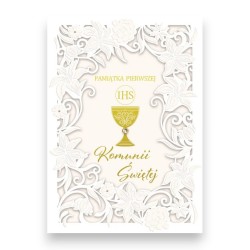 795170 KARNET PAMIĄTKA PIERWSZEJ KOMUNII ŚWIĘTEJ, WYCINANY WZÓR, ARMIN STYLE