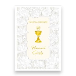 795187 KARNET PAMIĄTKA PIERWSZEJ KOMUNII ŚWIĘTEJ, WYCINANY WZÓR, ARMIN STYLE