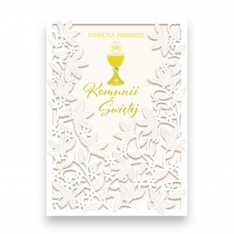 795194 KARNET PAMIĄTKA PIERWSZEJ KOMUNII ŚWIĘTEJ, WYCINANY WZÓR, ARMIN STYLE