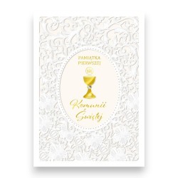 795200 KARNET PAMIĄTKA PIERWSZEJ KOMUNII ŚWIĘTEJ, WYCINANY WZÓR, ARMIN STYLE