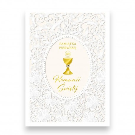 795200 KARNET PAMIĄTKA PIERWSZEJ KOMUNII ŚWIĘTEJ, WYCINANY WZÓR, ARMIN STYLE