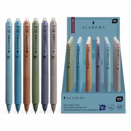 362407 DŁUGOPIS AUTOMATYCZNY ŚCIERALNY Z GRIPSEM ACADEMY NIEBIESKI 4 KOLORY INTERDRUK