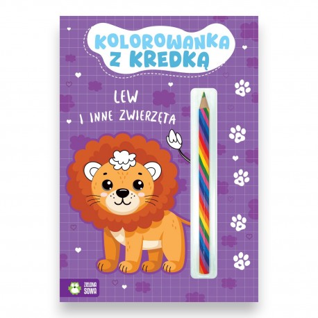 998849 KOLOROWANKA Z KREDKĄ LEW I INNE ZWIERZAKI ZIELONA SOWA