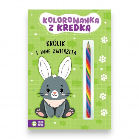 998849 KOLOROWANKA Z KREDKĄ KRÓLIKI I INNE ZWIERZAKI ZIELONA SOWA