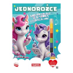 900454 JEDNOROŻCE, KOLOROWANKA Z KREDKĄ I NAKLEJKAMI MARTEL