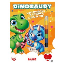 900461 DINOZAURY, KOLOROWANKA Z KREDKĄ I NAKLEJKAMI MARTEL