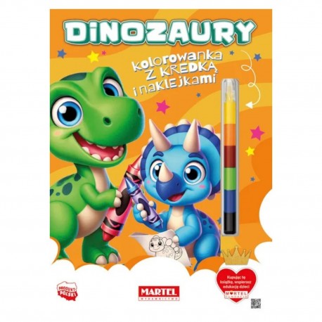 900461 DINOZAURY, KOLOROWANKA Z KREDKĄ I NAKLEJKAMI MARTEL