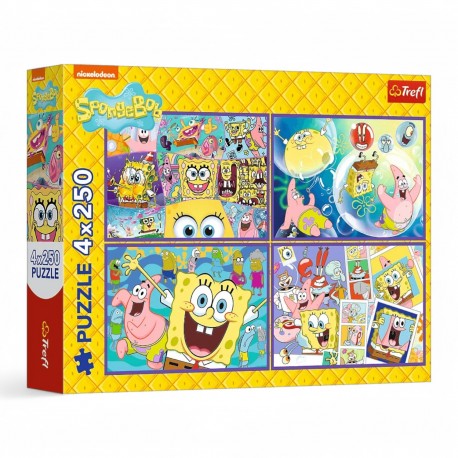 13342 TREFL PUZZLE 4x250 el. SZALONY ŚWIAT SPONGEBOB'A
