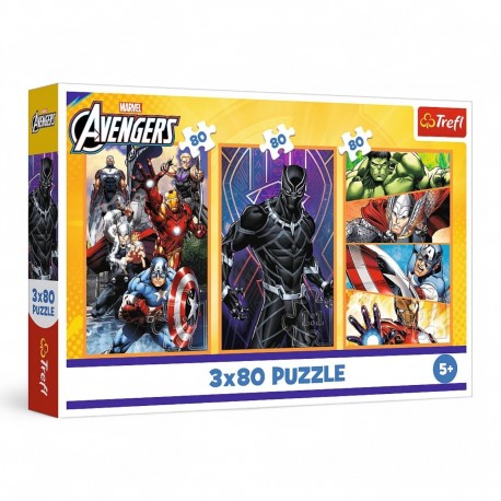 34886 TREFL PUZZLE 3x80 EL. DNI PEŁNE AKCJI, MARVEL