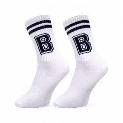 031664 SKARPETKI DZIECIĘCE BAWEŁNIANE PODKOLANÓWKI 7-9L 28-31 EU BIAŁO-CZARNY B MILUSIE BRAND S.C.