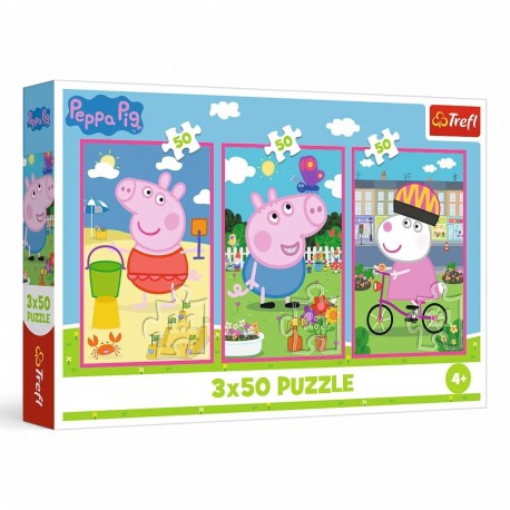 34877 TREFL PUZZLE 3x50 EL. ŚWINKA PEPPA, SIŁA PRZYJAŹNI