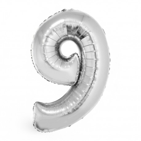 145199 BALON FOLIOWY CYFRA 9 SREBRNY 76 CM SMART GODAN