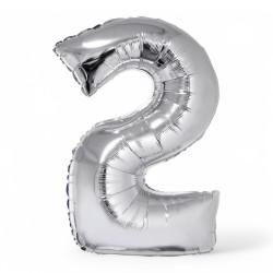 145083 BALON FOLIOWY CYFRA 2 SREBRNY 76 CM SMART GODAN