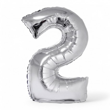145083 BALON FOLIOWY CYFRA 2 SREBRNY 76 CM SMART GODAN
