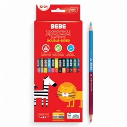 349163 KREDKI OŁÓWKOWE TRÓJKĄTNE DWUSTRONNE Z TEMPERÓWKĄ 12/24 KOL. BEBE KIDS INTERDRUK