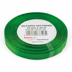 683465 WSTĄŻKA SATYNOWA ZIELONY 12x32 BREWIS