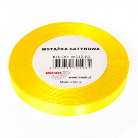 705964 WSTĄŻKA SATYNOWA KANARKOWY 12x32 BREWIS