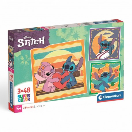 2250622 CLEMENTONI PUZZLE 3X48 STITCH SUPERCOLOR