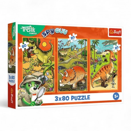 34888 TREFL PUZZLE 3x80 EL. TREFLIKI W ŚWIECIE DINOZAURÓW