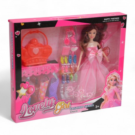 902699 LALKA + AKCESORIA W PUDEŁKU LOVELY GIRL F.H. TOYS