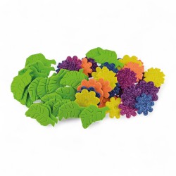 682505 NAKLEJKI Z PIANKI - KWIATKI Z BROKATEM 58 SZT. BREWIS