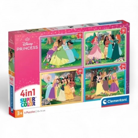 217465 CLEMENTONI PUZZLE 4w1 DISNEY, KSIĘŻNICZKI SUPERCOLOR