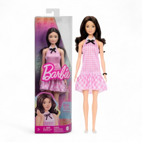 056019 BARBIE LALKA FASHONISTKA RÓŻOWA KRATKA HRH21