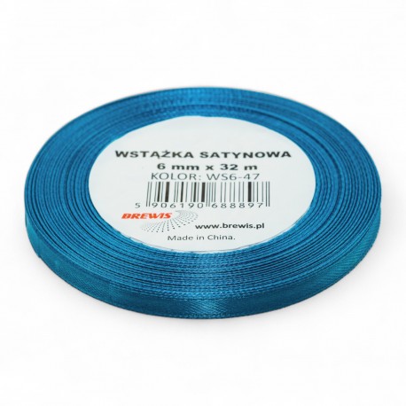 688897 WSTĄŻKA SATYNOWA TURKUSOWY 6x32 BREWIS