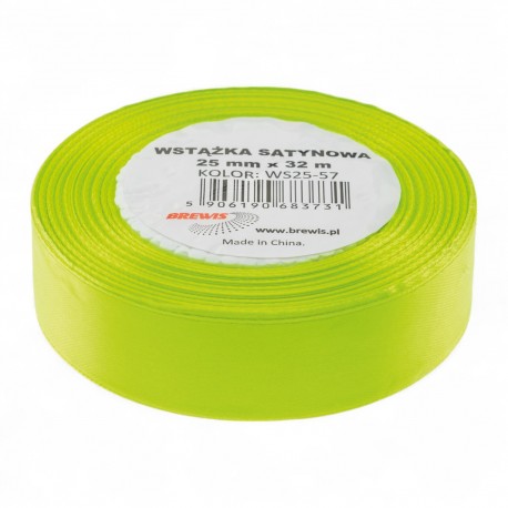 683731 WSTĄŻKA SATYNOWA ZIELONY NEONOWY 25x32 BREWIS