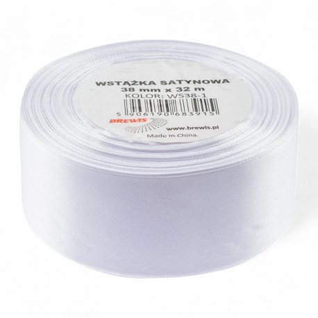 683915 WSTĄŻKA SATYNOWA BIAŁY 38x32 BREWIS
