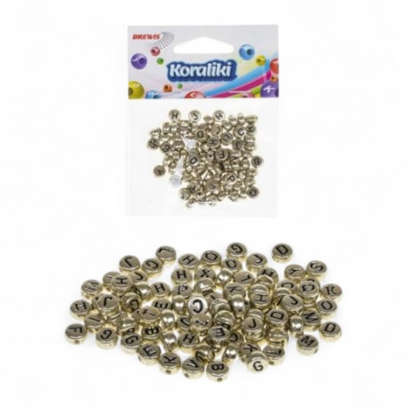 707777 KORALIKI DO NAWLEKANIA ZŁOTE ALFABET 4X7 mm 90 szt. BREWIS