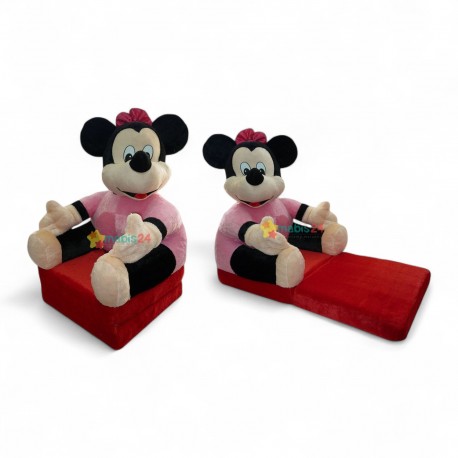 ROZKŁADANY FOTELIK PLUSZOWY PUFA MYSZKA MINNIE