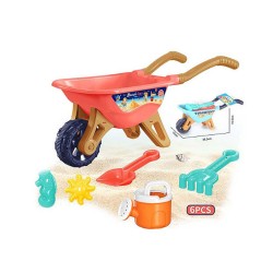 443600 ZESTAW DO PIASKU TACZKI FOREMKI ŁOPATKI KONEWKA 6el 2 KOLORY BIGTOYS