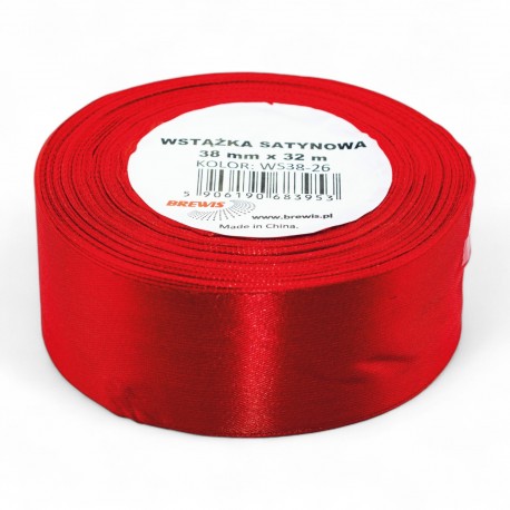683953 WSTĄŻKA SATYNOWA CZERWONY 38x32 BREWIS
