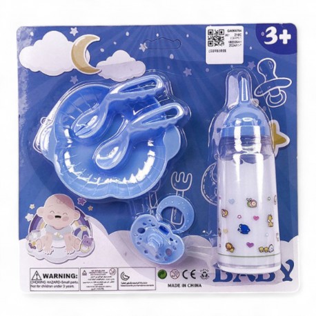 479654 MAGICZNA BUTELKA DLA LALKI ZNIKAJĄCE MLEKO MISKA SMOCZEK BLISTER BIGTOYS