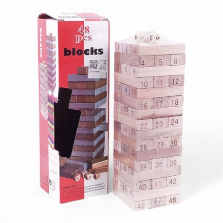 455757 GRA ZRECZNOŚCIOWA DREWNIANA WIEŻA 48 KLOCKI BIGTOYS