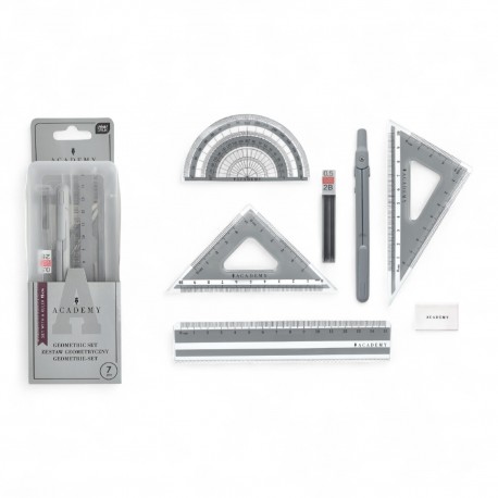367631 ZESTAW GEOMETRYCZNY ACADEMY 7 el. W ETUI INTERDRUK